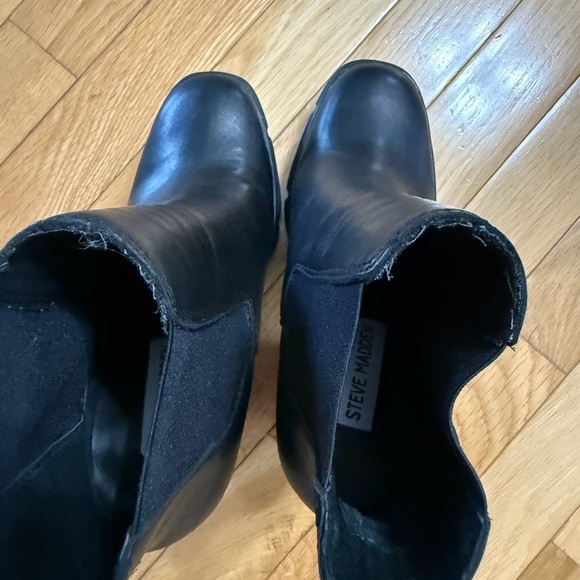 Steve Madden vertex high ankle boots in black leather Chunky Grunge Goth 6.5 - Picture 6 of 11